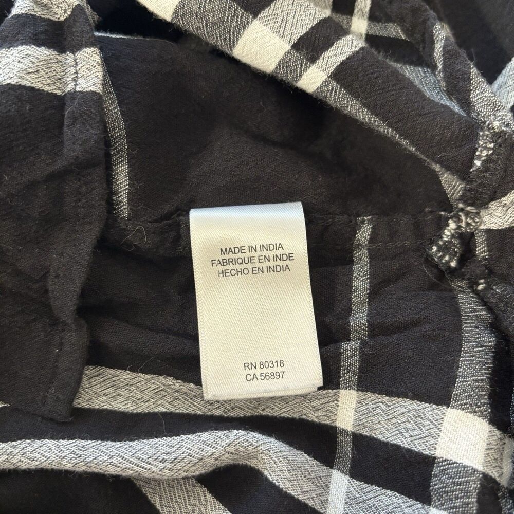 Lucky Brand Womens Large Black White Plaid Long Sleeve Shirt Button Front - Picture 6 of 7